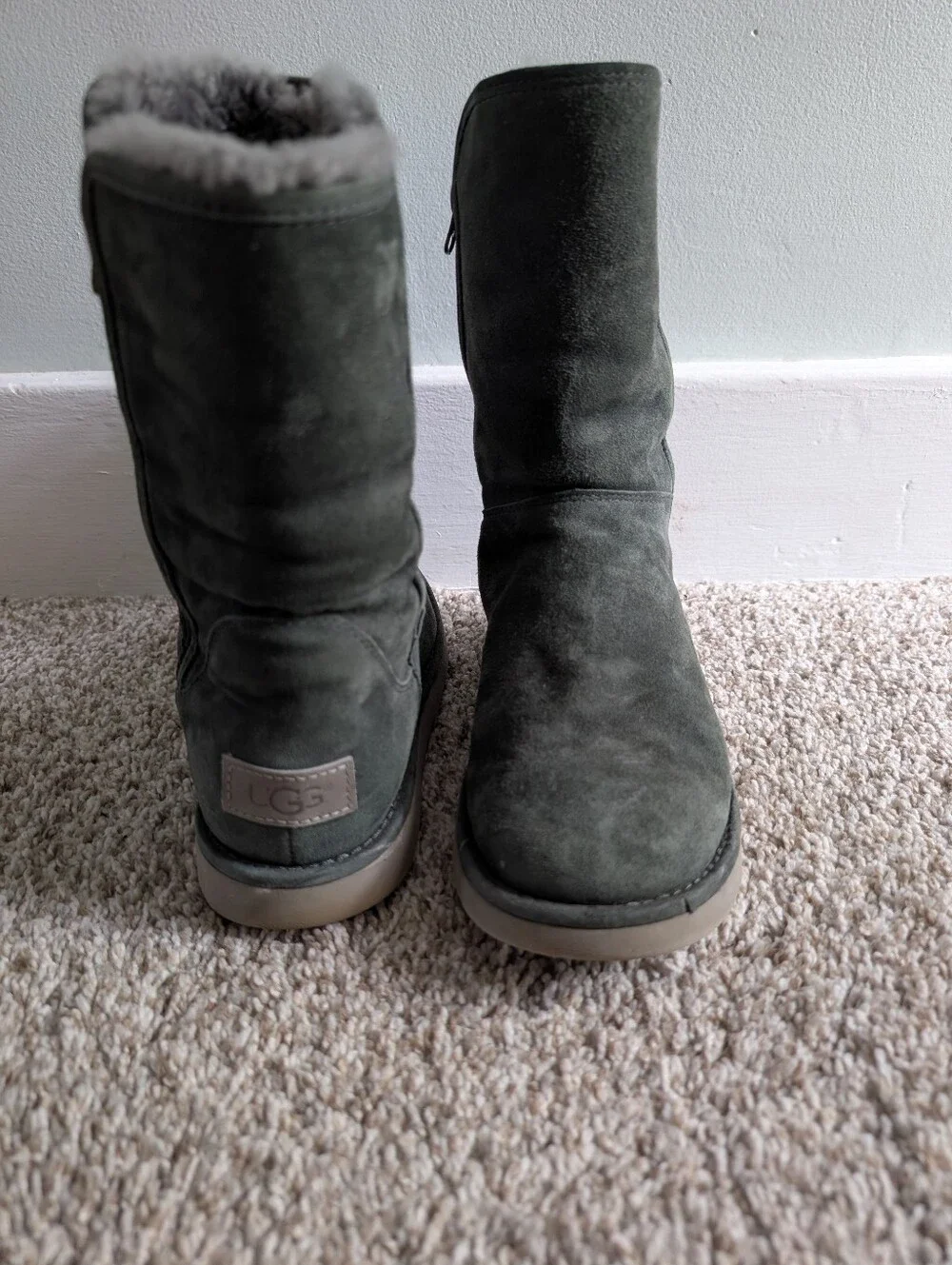 Ugg Abree‎ Short II Women’s Suede Mid-Calf Winter Boots - Forest Green Sz 7